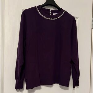 Liz Claiborne Purple Embellished Sweater